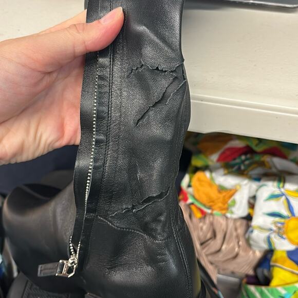 NEW  as is 36, 6 Givenchy G Lambskin Over-The-Knee Clog Boots Soft Leather Tall - Picture 9 of 16